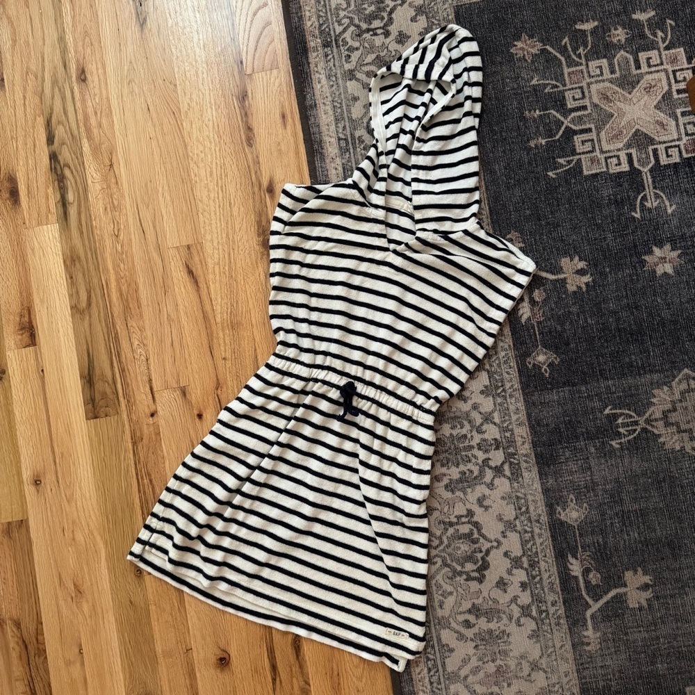 Gap Kids Blue Navy Striped Terrycloth Towel Dress Swimsuit Coverup Large 10